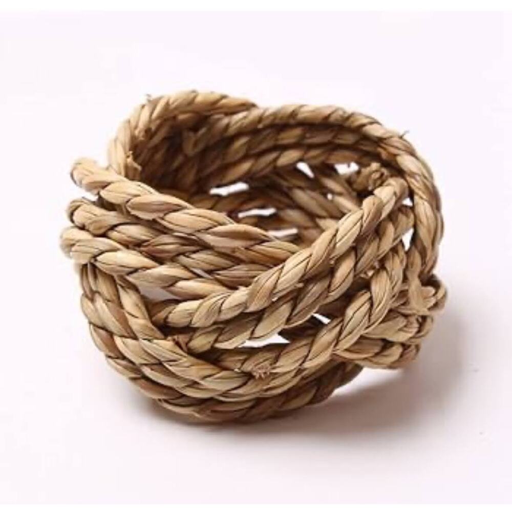 Hand-Braided Natural Seagrass Napkin Rings Set of 6 Rustic Natural Table Decor